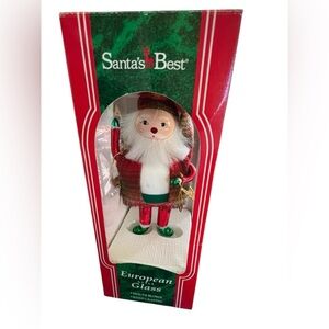 VTG Santa’s Best Santa Claus 7” Mouth Blown Glass Plaid Hat Jacket 1995